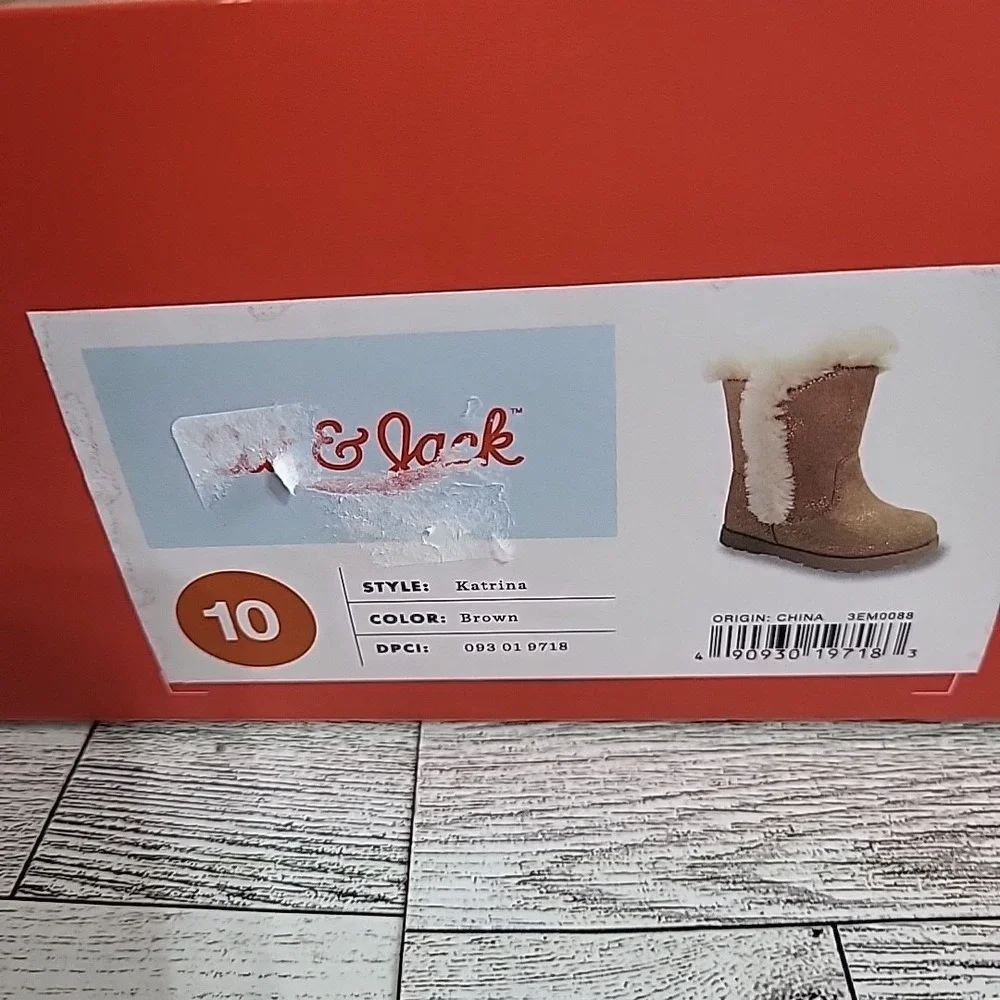 Cat & Jack Girls Katrina Toddler Faux Fur Shearling‎ Tall Brown Winter Boots NWT
